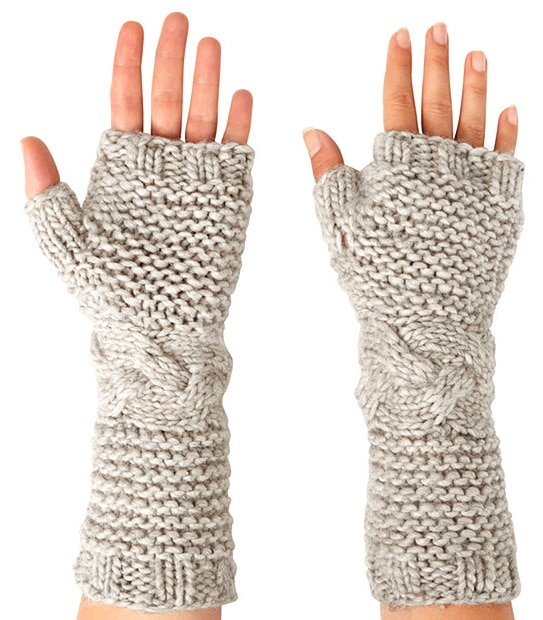Suzanne Bettley Fingerless Knit Gloves- Oat