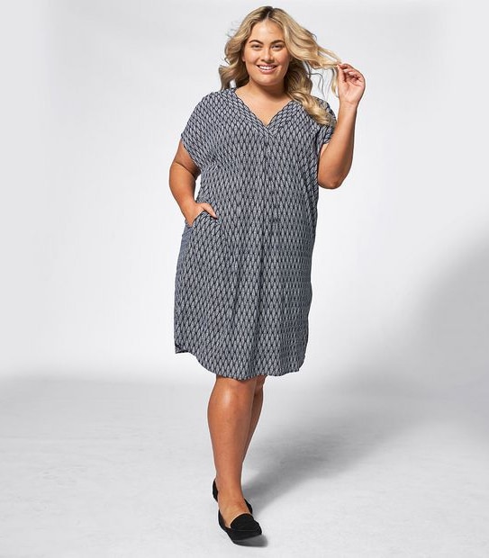 Belle Curve Aztec Tile Shift Dress