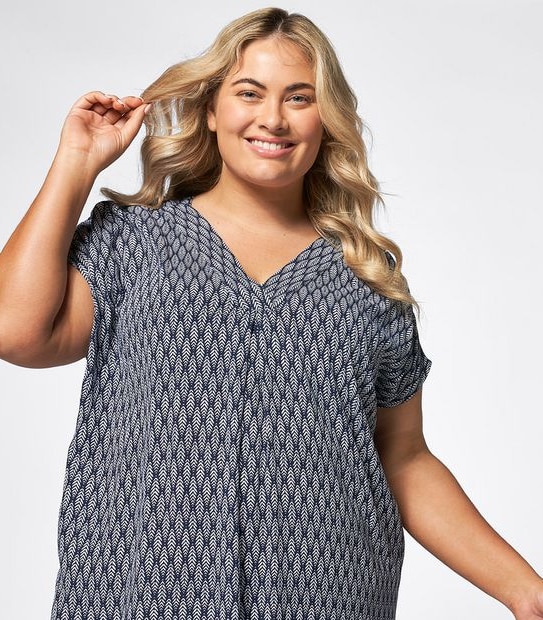 Belle Curve Aztec Tile Shift Dress
