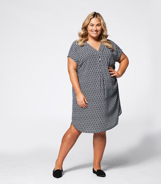 Belle Curve Aztec Tile Shift Dress