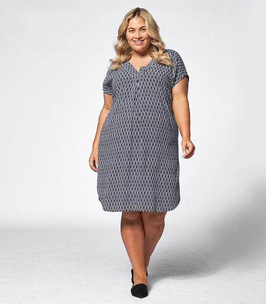Belle Curve Aztec Tile Shift Dress