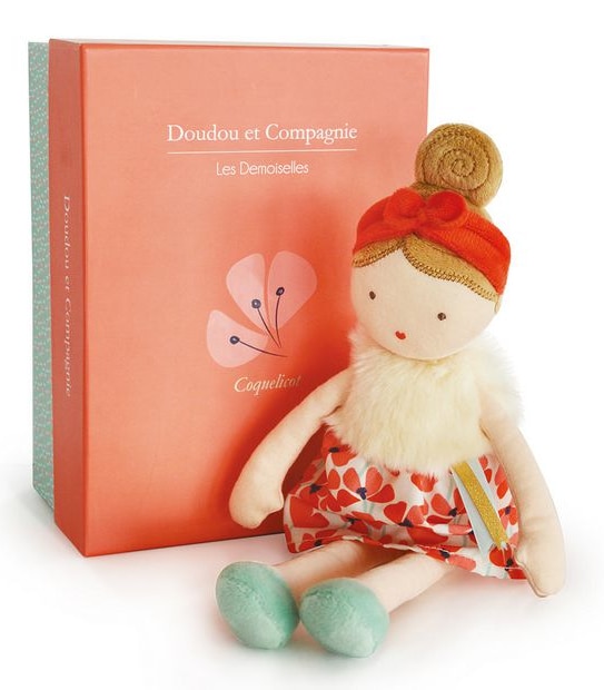 Doudou et Compagnie Demoiselle Vintage 30cm Doll - Coquelicot