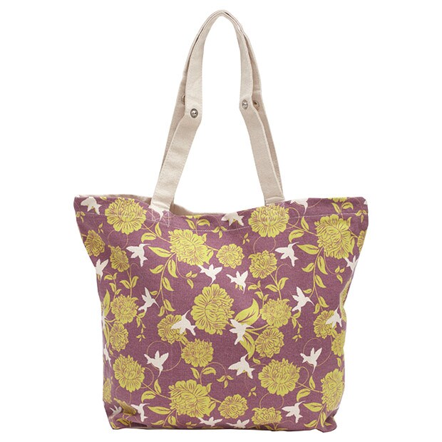 Eastern Opulence Canvas Shopping Tote - Pink / Yellow Eastern Opulence Canvas Shopping Tote - Pink / Yellow