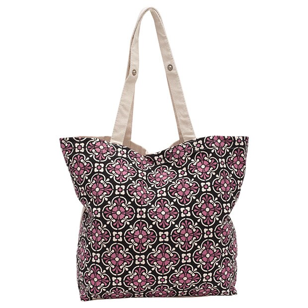 Eastern Opulence Canvas Shopping Tote - Pink / Black Eastern Opulence Canvas Shopping Tote - Pink / Black
