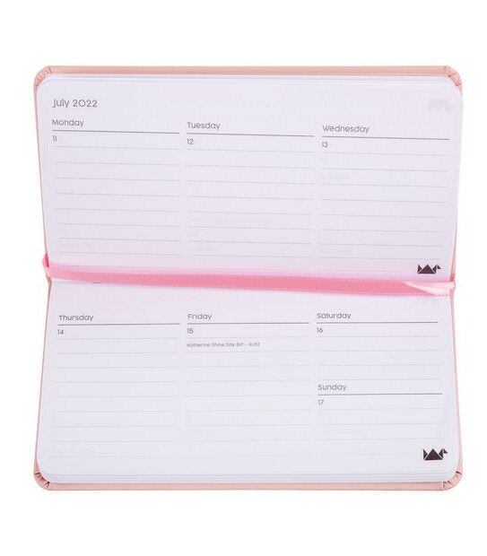 Paper Crane 2022 Slimline Diary Week to View, Blush