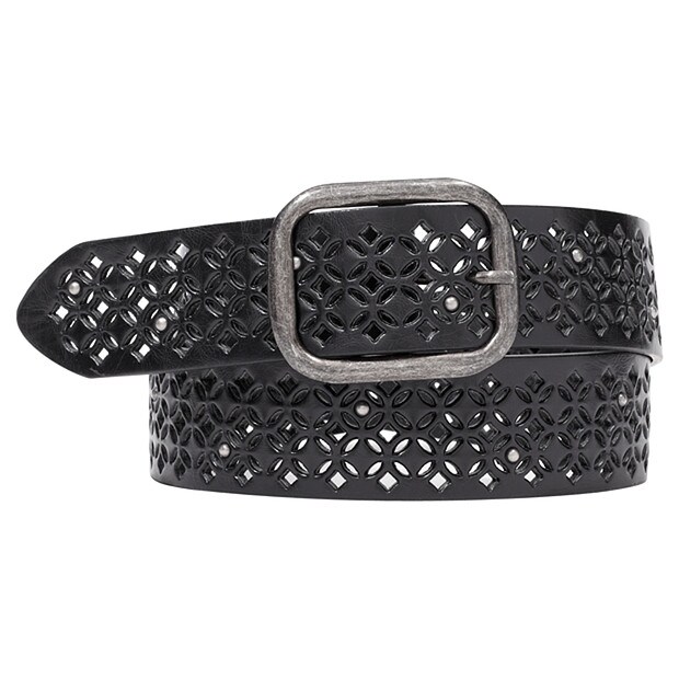 Ladies' Leather-Look Geo Design Belt - Black Ladies' Leather-Look Geo Design Belt - Black