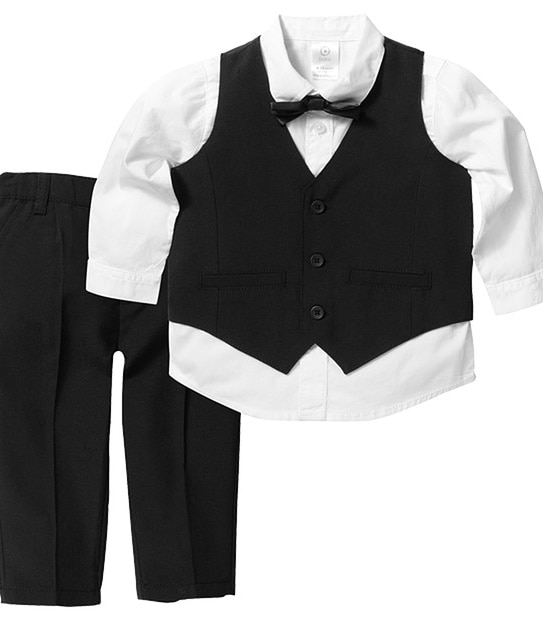 Boys' 4 Piece Formal Set With Bow Tie - Black