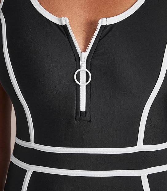 Zip Front One Piece Swim Suit
