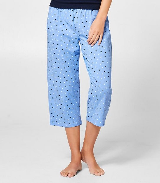 Casual 3/4 Pyjama Pants - Blue Hearts