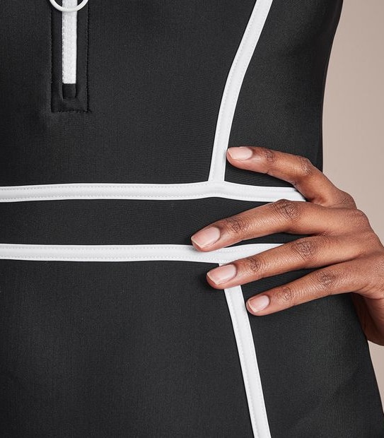 Zip Front One Piece Swim Suit