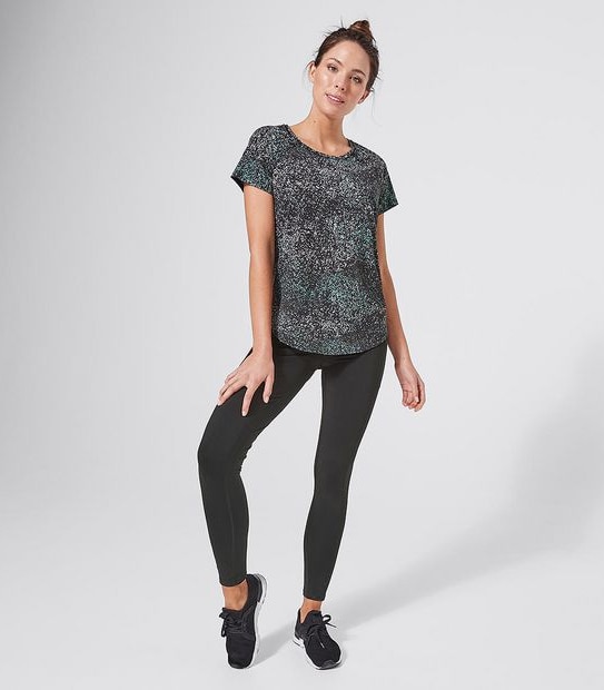 Active Raglan Sleeve Micro Mesh T-Shirt - Black Print