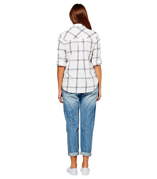 Cotton Check Shirt - Cream