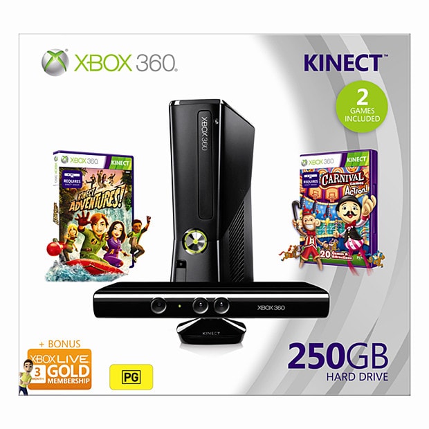 Xbox 360 250GB Kinect Bundle With Carnival Games