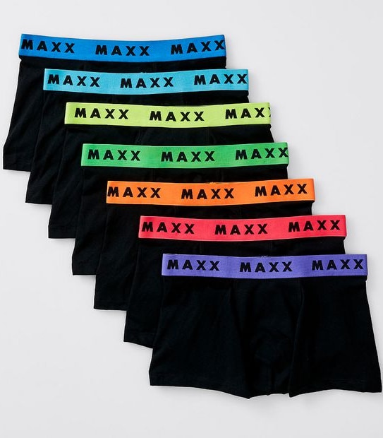 Maxx Older Boys 7 Pack Trunks - Black