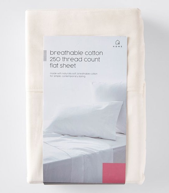 250 Thread Count Cotton Flat Sheet - Cream