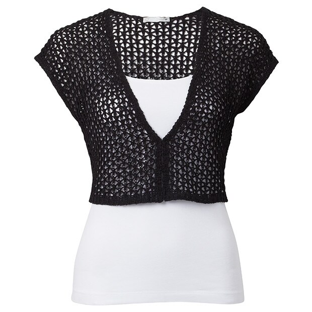 Tape Yarn Short Sleeve Crop Cardigan Tape Yarn Short Sleeve Crop Cardigan