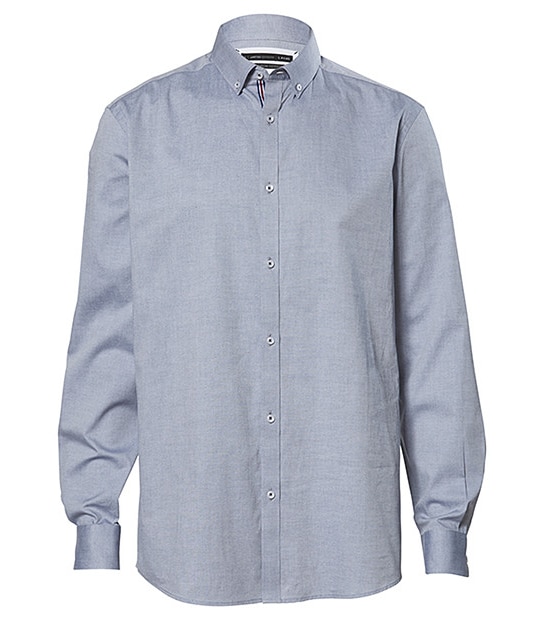Long Sleeve Tailored Fit Engineered Oxford Shirt - Blue