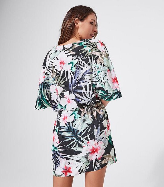 Swim Kaftan - Black Floral 