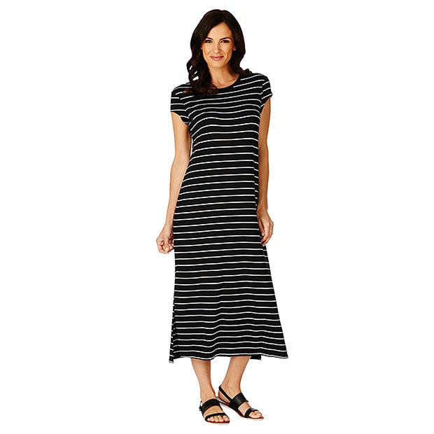 Jersey Maxi Dress - Black / White