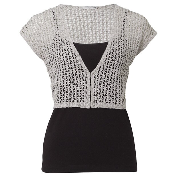 Tape Yarn Short Sleeve Crop Cardigan Tape Yarn Short Sleeve Crop Cardigan