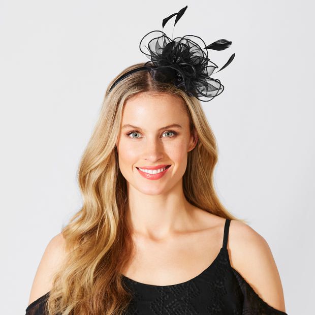 Suzie Organza Twirl Fascinator - Black Suzie Organza Twirl Fascinator - Black