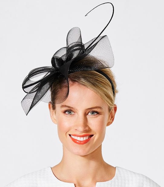Noemi Crin Saucer Fascinator - Black