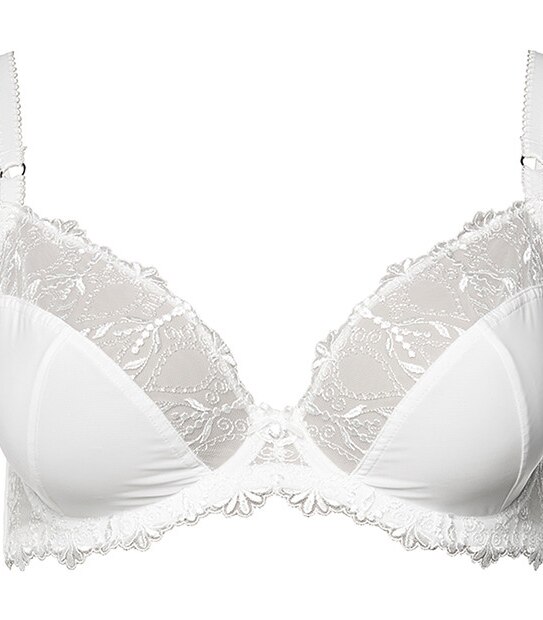 Anais Unpadded Embroidered Bra - Snow White