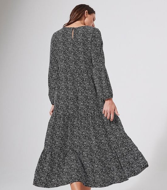 EcoVero Tiered Midi Length Dress - Scratch Spot Black/White 3 of 5