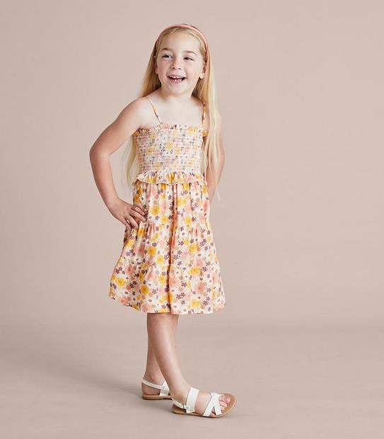 Shirred Floral Dress