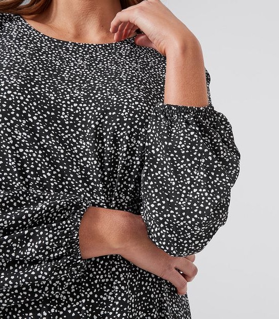 EcoVero Tiered Midi Length Dress - Scratch Spot Black/White 5 of 5