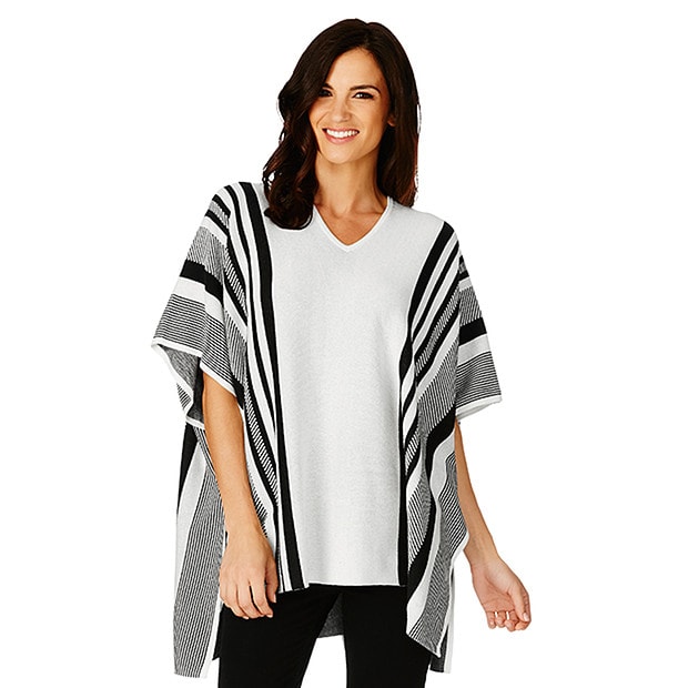 Hooded Poncho - White / Black Hooded Poncho - White / Black