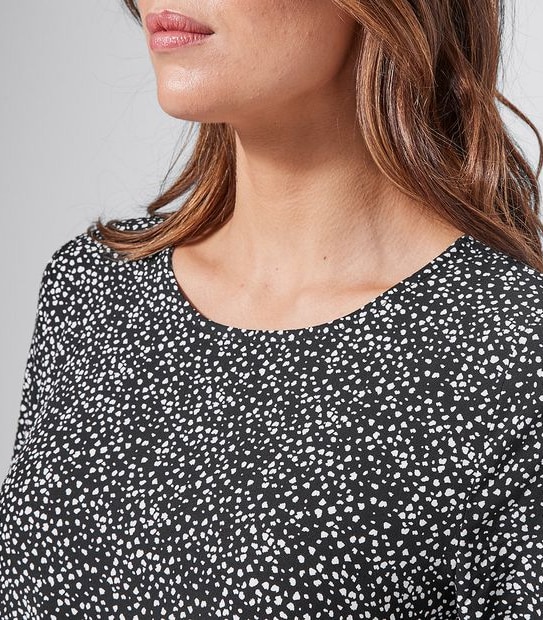 EcoVero Tiered Midi Length Dress - Scratch Spot Black/White