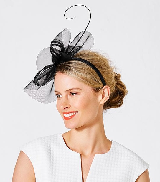 Noemi Crin Saucer Fascinator - Black