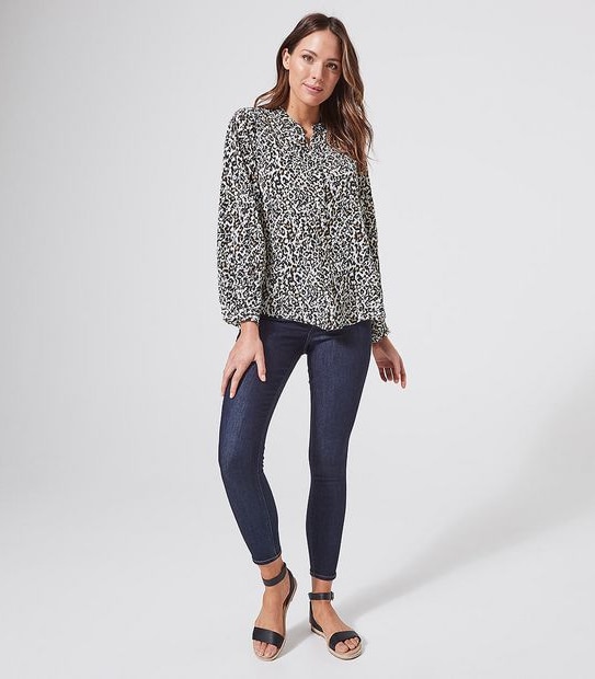 Perry Peasant Blouse - Leopard Print