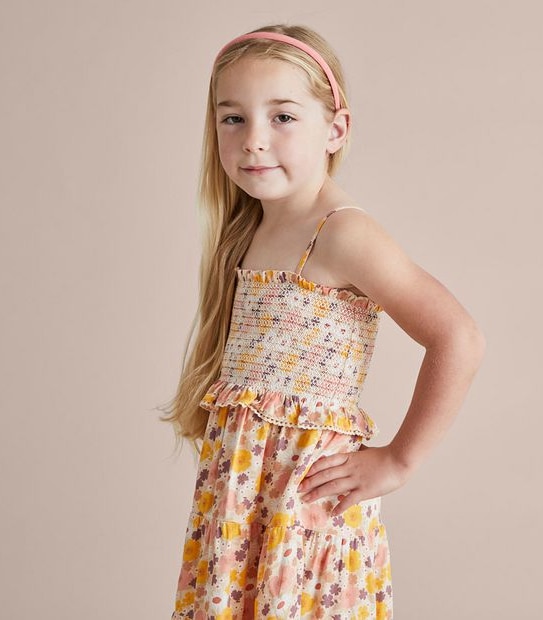 Shirred Floral Dress