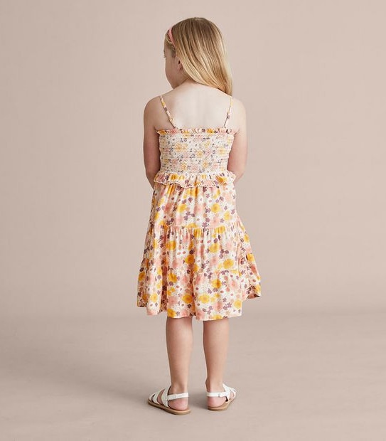 Shirred Floral Dress