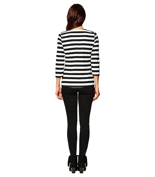 Zip Shoulder Top - Black / White 2 of 5