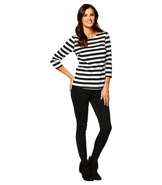 Zip Shoulder Top - Black / White 3 of 5