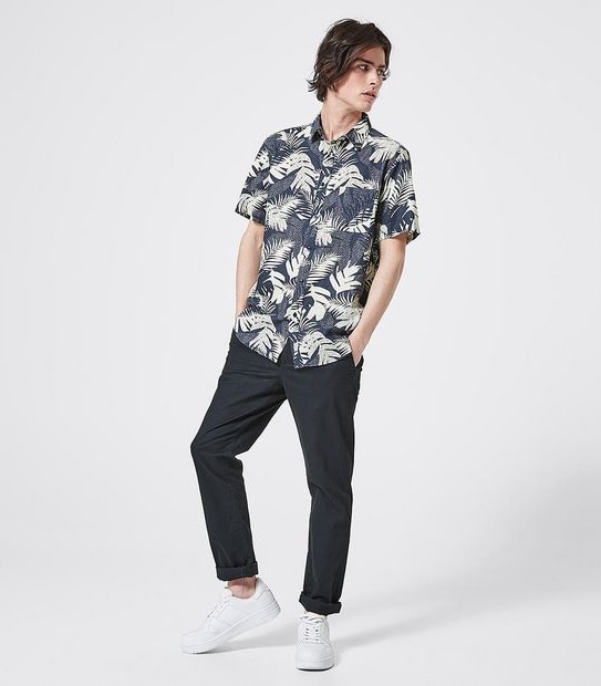 Piping Hot Leaf Shirt - Navy