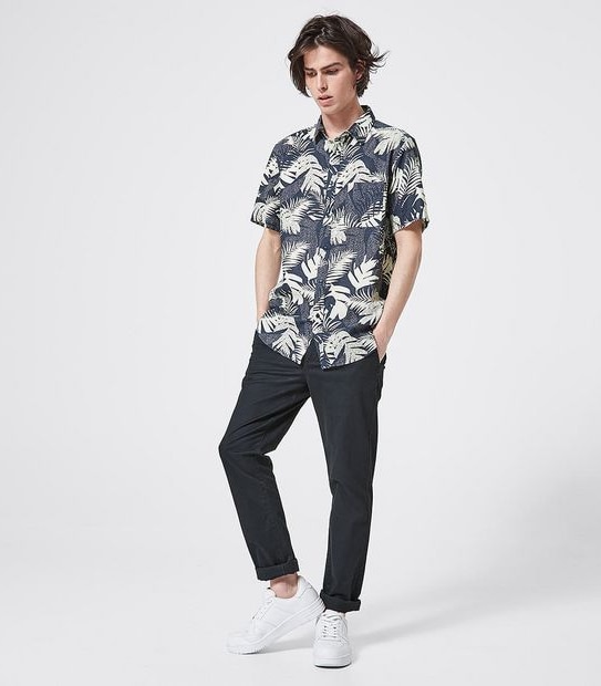 Piping Hot Leaf Shirt - Navy