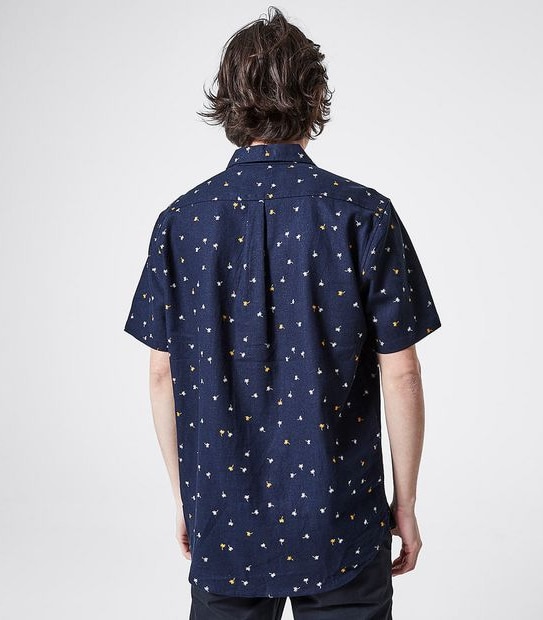Piping Hot Mini Palm Print Shirt - Navy