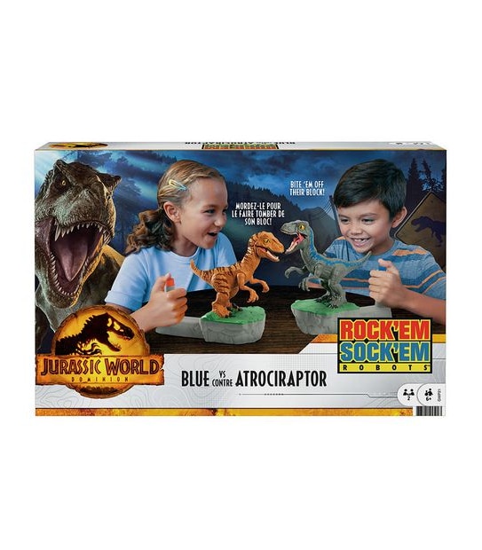 Jurassic World Dominion Rock 'em Sock 'em Robots Blue vs Atrociraptor