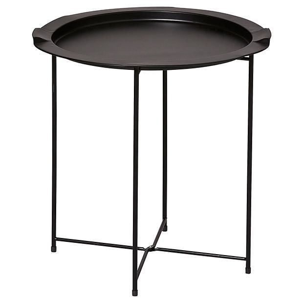 Metal Folding Side Table Black