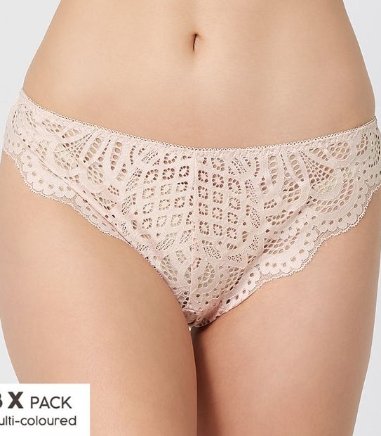 Lily Loves 3pk Crochet Lace G-String - Blue/Nude/Black
