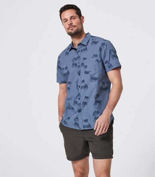 Island Print Shirt - Navy