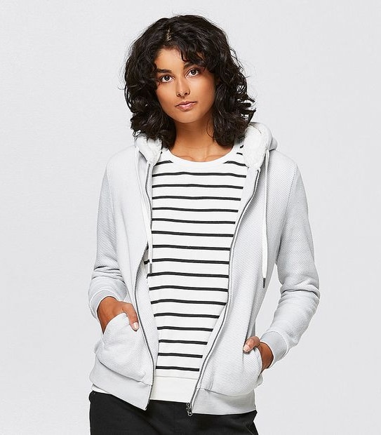 Piping Hot Sherpa Lined Hoodie - Light Grey