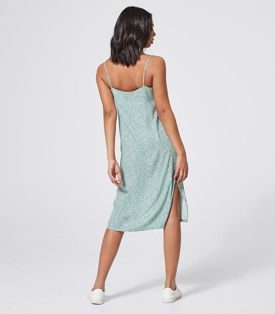 Lily Loves EcoVero Sleeveless Slip Midi Dress - Khaki Green Animal
