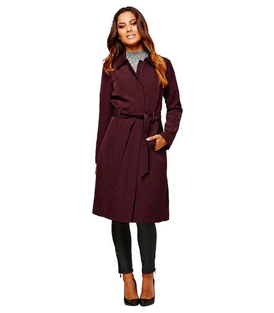 Dannii Minogue Petites Longline Trench - Wine