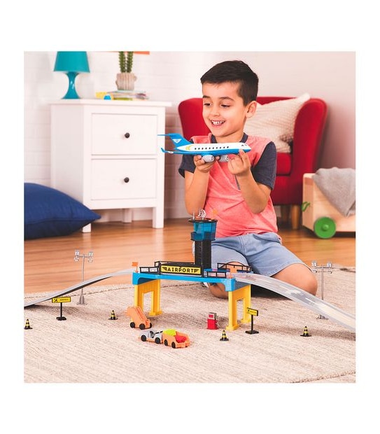 Driven - Airport Playset - (32 piece) Airport Toy Accessories & Airplane
