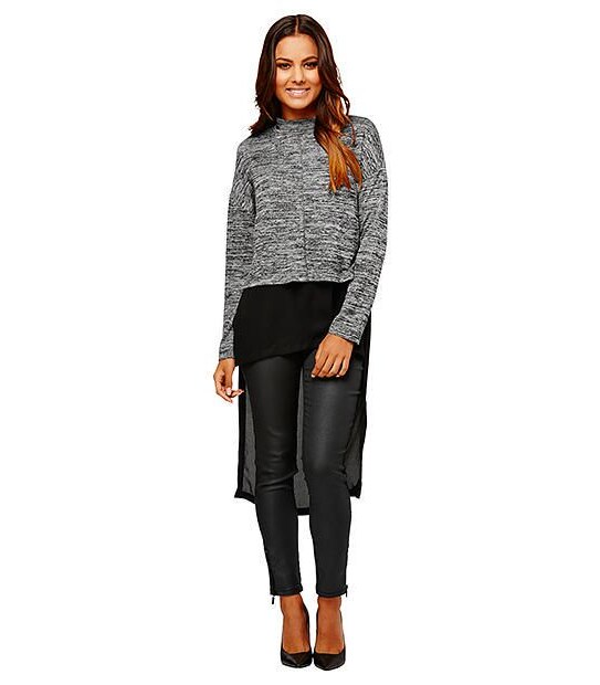 Dannii Minogue Petites Longline Top - Grey / Black 1 of 6